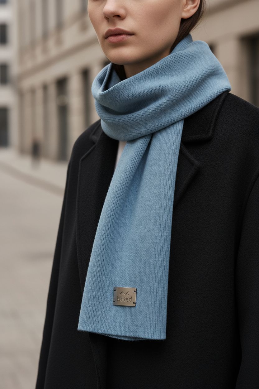sky blue knitted scarf