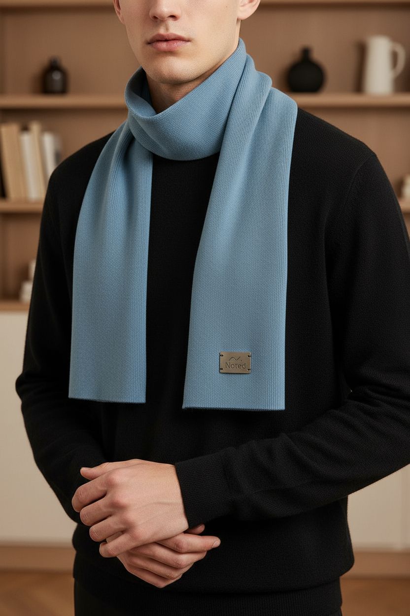 sky blue knitted scarf