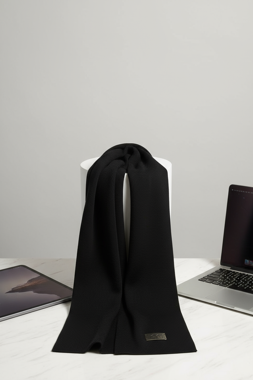 black knitted scarf